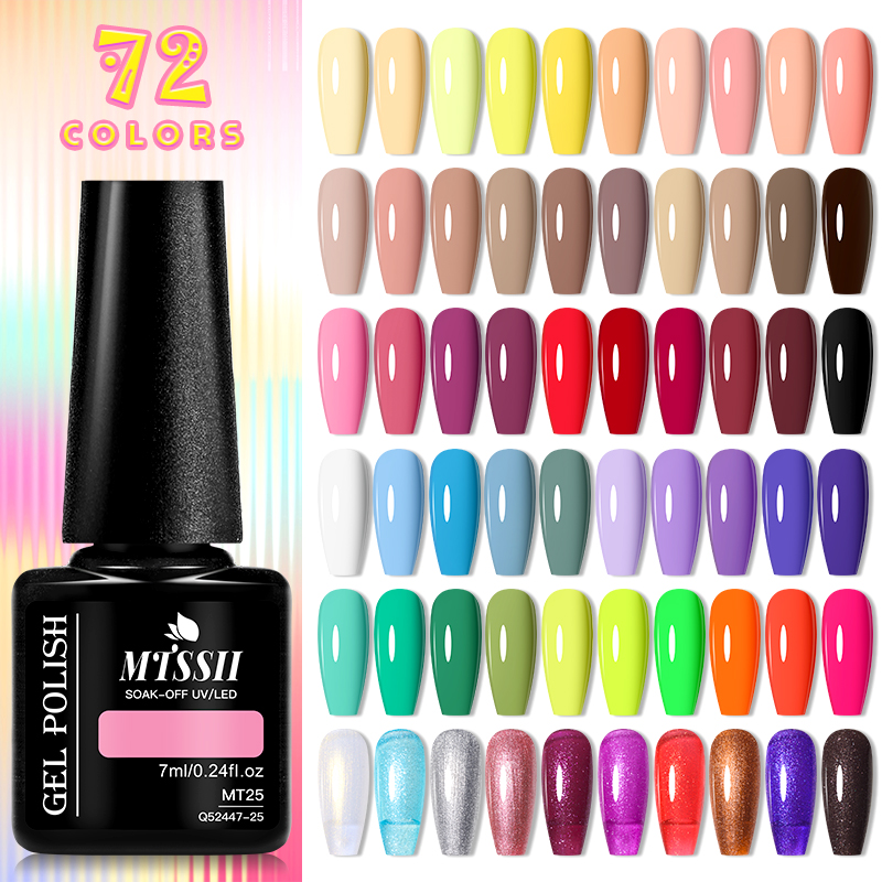 Mtssii 7ml เล็บเจล 72 สียอดนิยม Series เล็บเจล Soak Off กึ่งถาวร UV/LED เคลือบเงาสําหรับ DIY