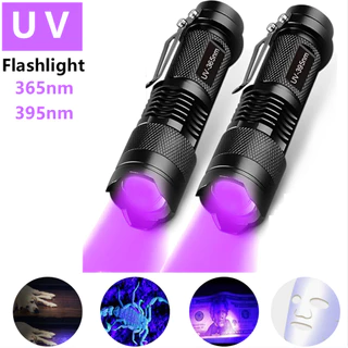 ไฟฉาย UV สีม่วง 365NM/395NM อลูมิเนียมอัลลอย ตรวจสอบเงินสด แสงฟลูออเรสเซนซ์ ไฟฉาย UV ไฟฟ้าสกอร์เปียน ไฟสีม่วง