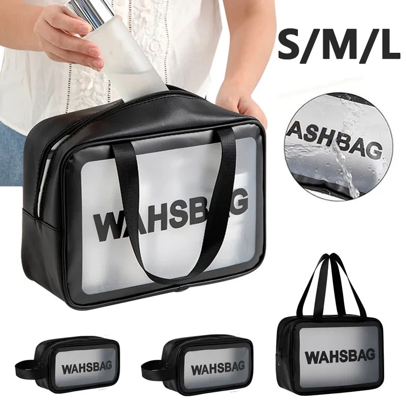 ผู ้ หญิงแบบพกพา Travel Wash กระเป ๋ าหญิงโปร ่ งใสกันน ้ ําแต ่ งหน ้ ากระเป ๋ าขนาดใหญ ่ ความจุเครื ่ องสําอางค ์ Beauty Case