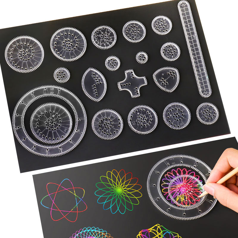 11/22pcs Spirograph Drawing ของเล่นชุด Interlocking Gears ล้อเรขาคณิตไม้บรรทัดวาดอุปกรณ์เสริม Creative การศึกษาของเล่นเด็ก