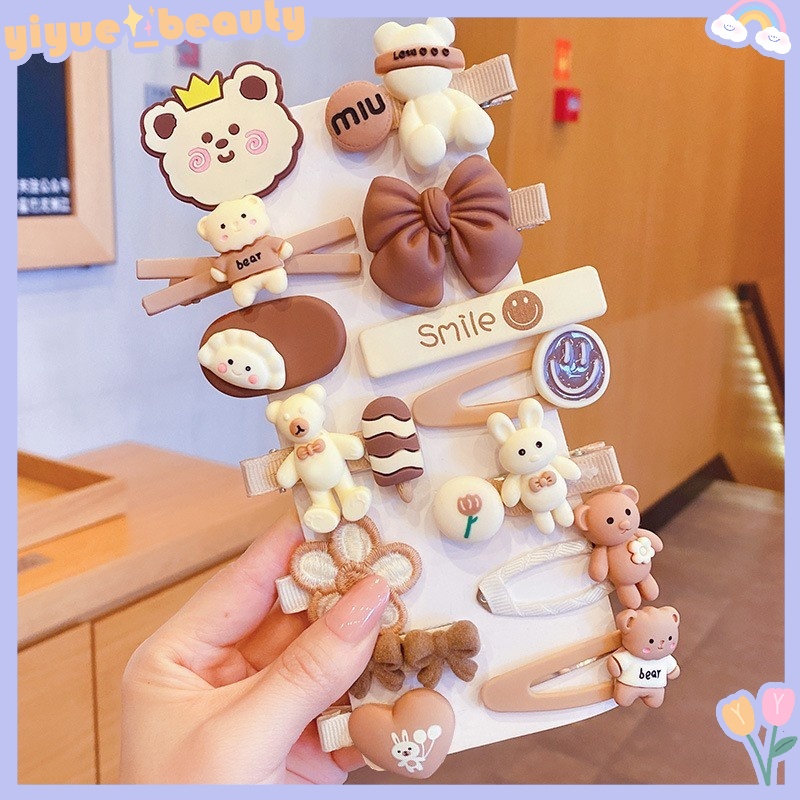 14 ชิ้นกิ๊บติดผมน่ารักชุด Bangs Hairpin ดอกไม้ผลไม้เด็กผู้หญิง Barrettes อุปกรณ์เสริมผม