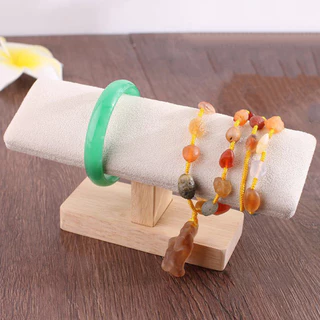 1 ชิ้น, ที่วางเครื่องประดับไม้ยางพารา ใช้สำหรับ: กำไลข้อมือ, สร้อยข้อมือ, นาฬิกา, แสดงและเก็บรักษา
