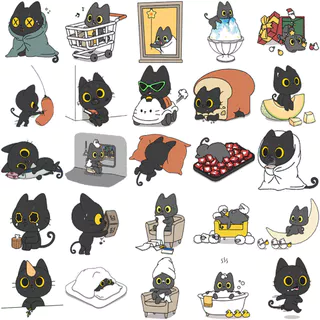 น่ารักแมวดําสติ๊กเกอร์สร้างสรรค์100ชิ้น ทําเอง คอมพิวเตอร์ วาชิ สมุดสติกเกอร์แล็ปท็อปเครื่องเขียนศิลปะงานฝีมือ