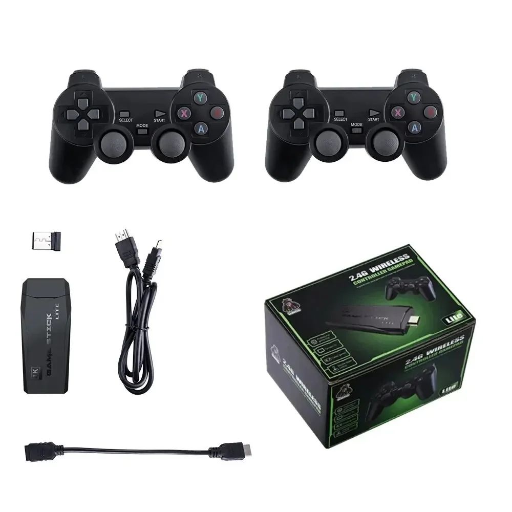 2.4G Dual Wireless Controller M8 เกม Stick 4K 64GB Retro คอนโซลสําหรับ Dropshipping ของขวัญคริสต์มาส