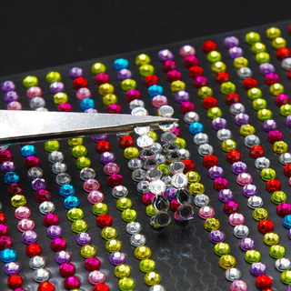 สติกเกอร์คริสตัล พลอยเทียม 12 สี สําหรับติดตกแต่งสมุดภาพ มือถือ DIY