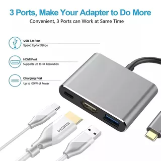 พอร์ต USB เป็นอะแดปเตอร์ HDMI ประเภท C HUB OTG 3-IN-1 4K รองรับ HDMI สําหรับแล็ปท็อปแท็บเล็ตของขวัญวันหยุด