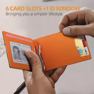 กระเป๋าสตางค์หนังบาง Rfid ปิดกั้นคลิปเงินพับผู้ถือบัตรพ่อกล่องของขวัญวัน