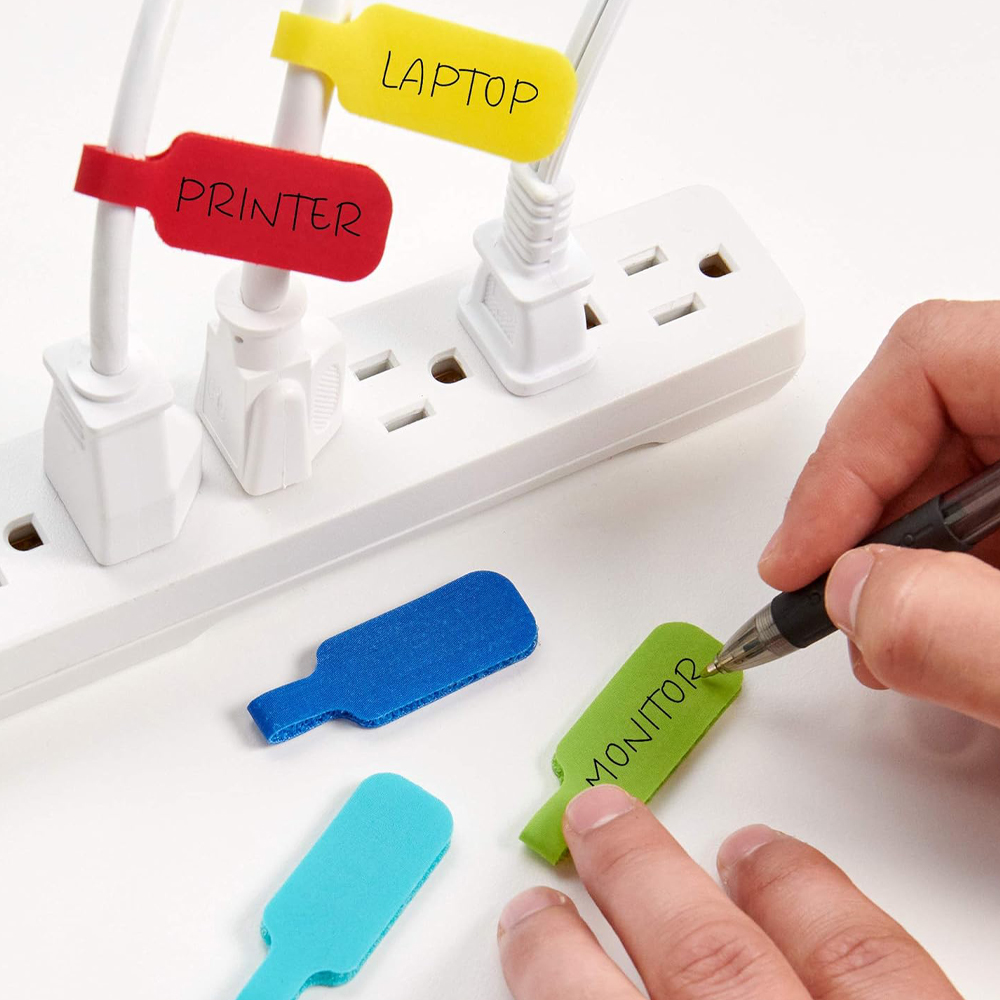32 ชิ้นที่มีสีสันสาย Lable Data Line Identification Fiber Wire Tag Self-กาว Lable Organizer สติกเกอร์สําหรับ Home School Office
