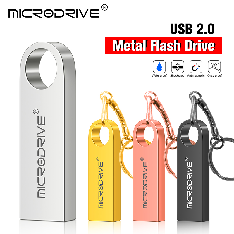 ความเร็วสูง memoria แฟลชไดรฟ์ 8GB 32GB pendrive 128GB 64GB ไดรฟ์ปากกากันน้ําแฟลช usb 2.0 โลหะติดกุญแจโลโก้ที่กําหนดเอง