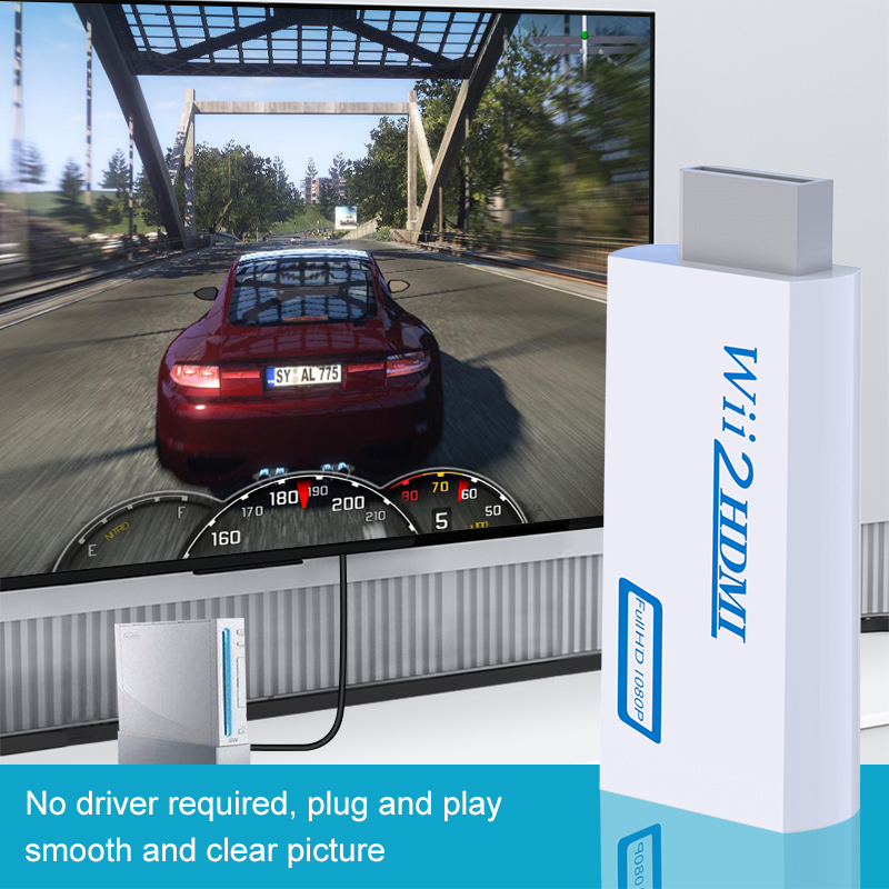 อะแดปเตอร์ Wii เป็น HDMI, ตัวแปลง Wii เป็น HDMI, อะแดปเตอร์ Wii HDMI พร้อมแจ็คเสียง 3.5 มม. และเอาต์พุต HDMI 1080p 720p เข้ากันได้กับโหมดจอแสดงผล Wii ทั้งหมด