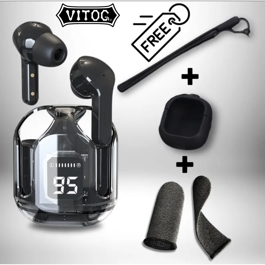 Vitog หูฟังบลูทูธ 5.0 ไร้สาย พร้อมไมโครโฟนตัดเสียงรบกวน 3 อุปกรณ์เสริม สําหรับ T6 Tws
