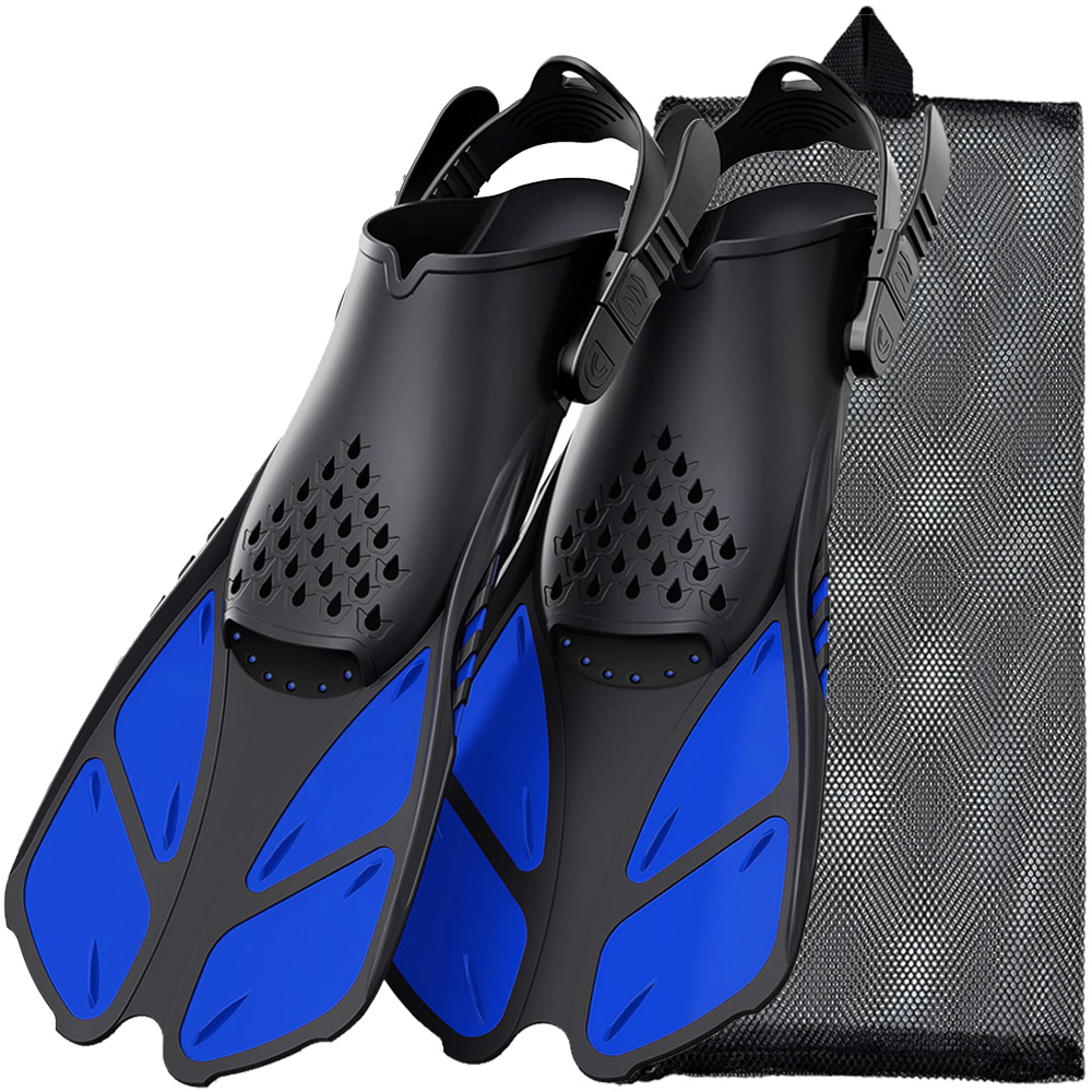Snorkel Fins ปรับหัวเข็มขัดว่ายน้ํา Flippers สั้นซิลิโคนดําน้ํารองเท้าเปิดส้นขนาดเดินทางผู้ใหญ่ผู้ชายผู้หญิง