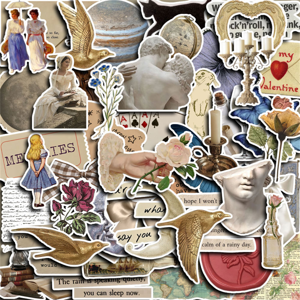 50 ชิ้น Retro Art สติกเกอร์สร้างสรรค์ Diy คอมพิวเตอร์ Washi Scrapbooking แล็ปท็อปสติกเกอร์เครื่องเขียนศิลปะหัตถกรรม
