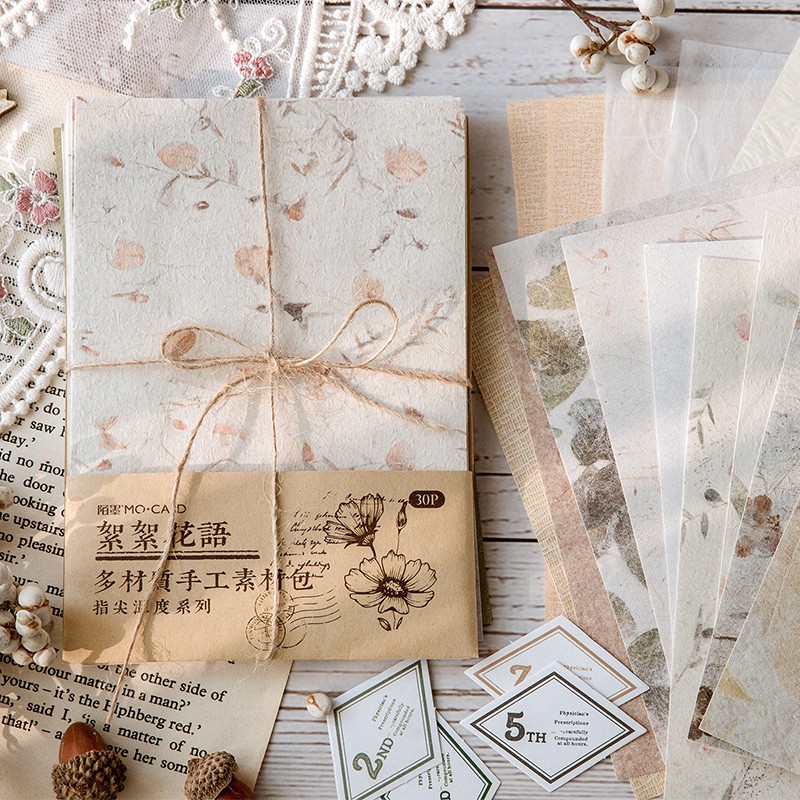 30 ชิ้น Letter Series Retro วัสดุกระดาษการ์ดสําหรับ Journal Scrapbooking Vintage Memo เครื่องเขียน