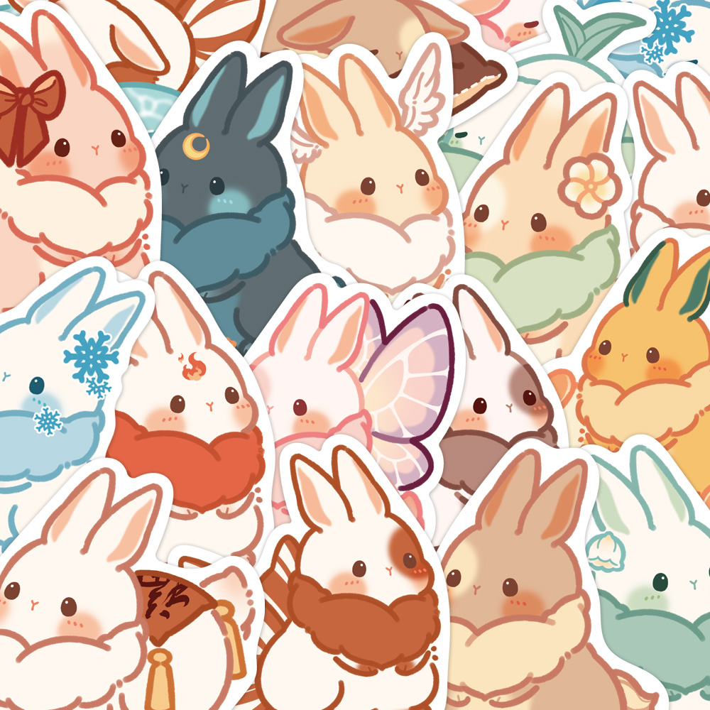 40ชิ้น มือวาดชีสกระต่ายสติกเกอร์การ์ตูน อิน สไตล์สร้างสรรค์น่ารักกระต่ายเคสโทรศัพท์สติกเกอร์ตกแต่ง