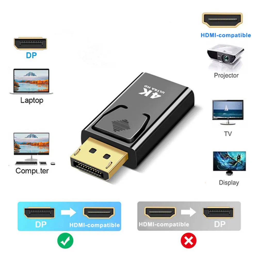 4k 1080P DisplayPort เป็นอะแดปเตอร์ HDMI DP ชายหญิง HD TV HDMI วิดีโอสําหรับ PS5 PC TV แล็ปท็อปเดสก์ท็อป