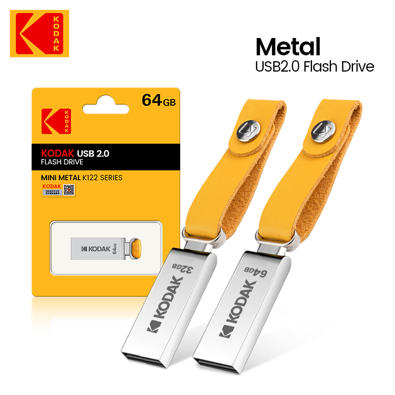 Kodak USB 2.0 ไดรฟ์ปากกา 32GB 64GB 128GB K122 โลหะ USB แฟลชไดรฟ์หน่วยความจํา Pendrive