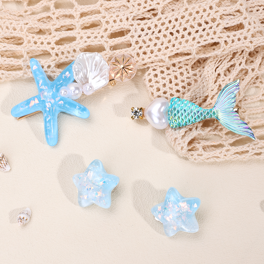 เจ ้ าหญิงแช ่ แข ็ งปิ ่ นปักผม Ocean Mermaid Hairpin Hearwear ด ้ านข ้ างผมและคลิปหู