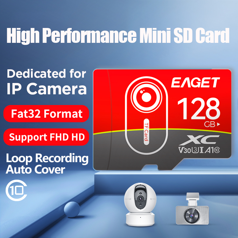 Eaget U3 A1 การ์ดหน่วยความจําClass 10 TF Card 32GB 64GB 128GB Micro SD Cardสําหรับกล้อง/จอภาพ/สมาร์ทโฟนAndroid/แท็บเล็ต