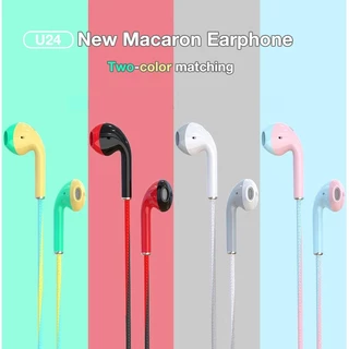 [ ซื้อ 1 แถม 1 ] ยู24 หูฟังแบบมีสาย 3.5 มม. ในหูพร้อมไมโครโฟนชุดหูฟังเกมฟังลดเสียงรบกวนที่มีสีสัน