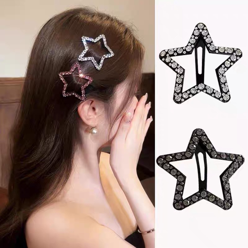 ดาวห้าแฉก Rhinestone Star BB คลิปด้านข้าง Bangs กิ๊บติดผมสุภาพสตรี Hairpin Classy Headdress