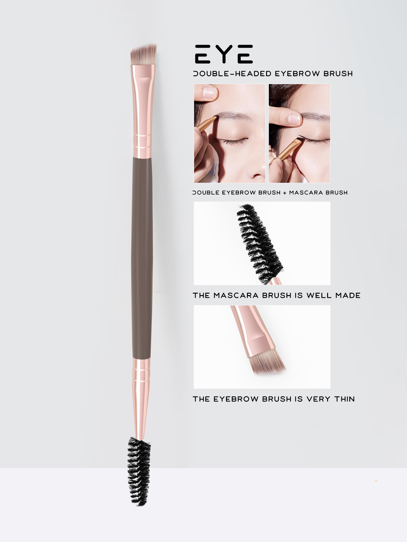 1สีน้ําตาลdouble-ended Eyebrow Brushแปรงแต่งหน้ารวมแปรงขนตาEyelash Rollเหมาะสําหรับคิ้วแปรงEyelash Linerแปรงคิ้วแปรงทําความสะอาดรถความงามแปรงFact