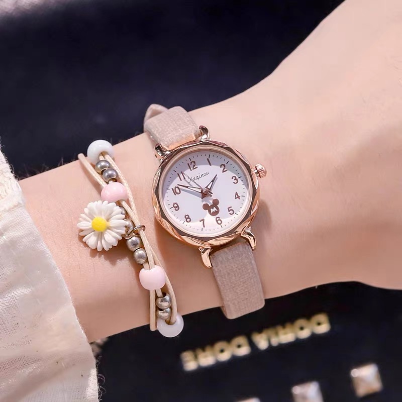 แฟชั่นนาฬิกาควอทซ์สดหญิง ins Niche Design นักเรียนน่ารักขนาดเล็ก Simple Classy หญิงกันน้ํา All-Match