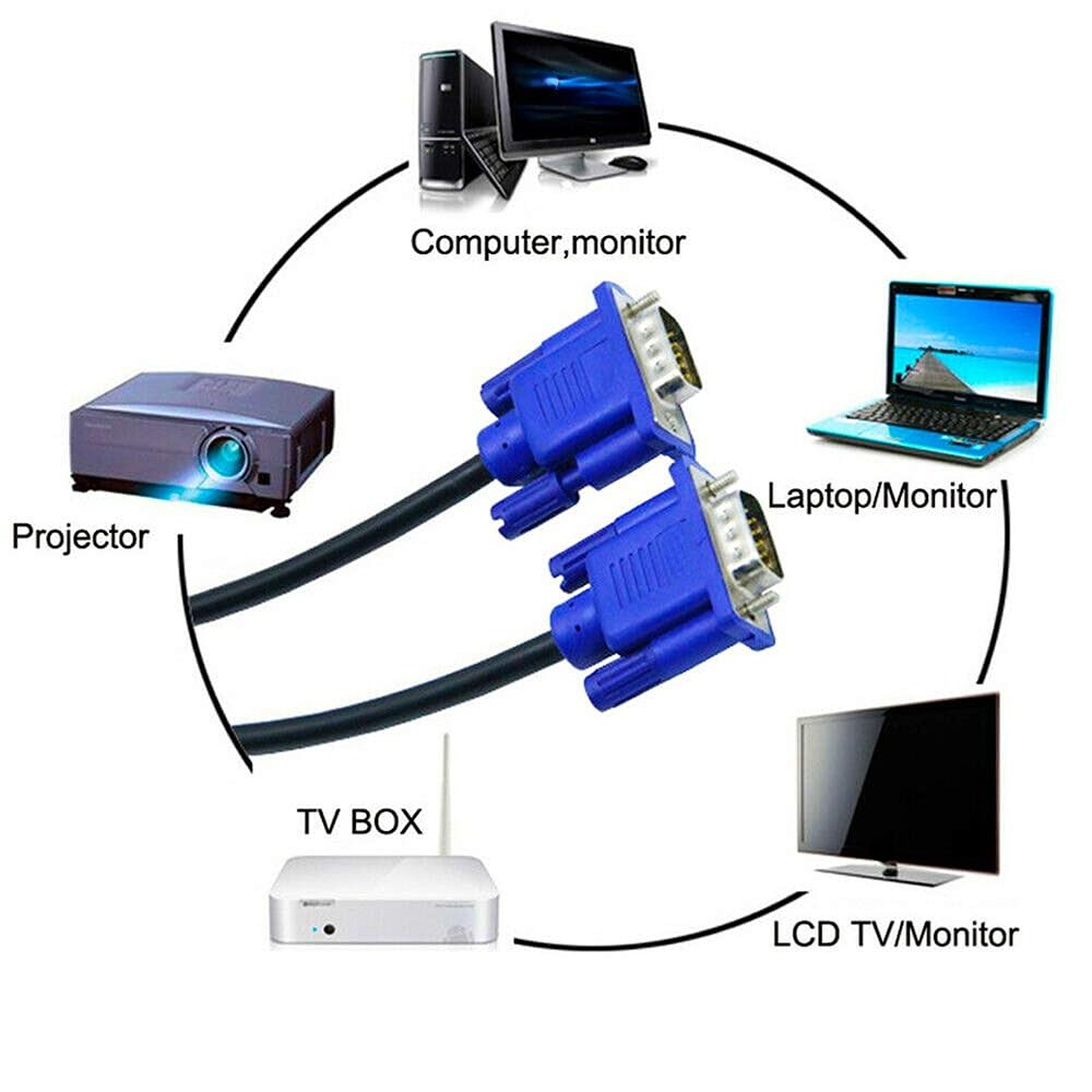 5m สาย VGA เป็น VGA 15 Pin ชายกับชาย Extension Converter Connector สําหรับจอคอมพิวเตอร์ PC TV