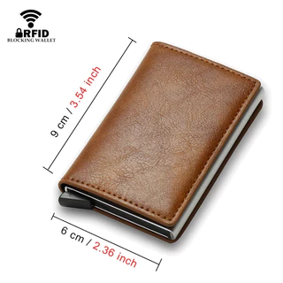 Rfid ผู้ถือบัตรเครดิตกระเป๋าสตางค์ผู้ชาย Anti-theft Bank Cardholder กรณีหนังขนาดเล็ก Slim บาง Magic Mini กระเป๋าสตางค์สมาร์ท Minimalist Wall
