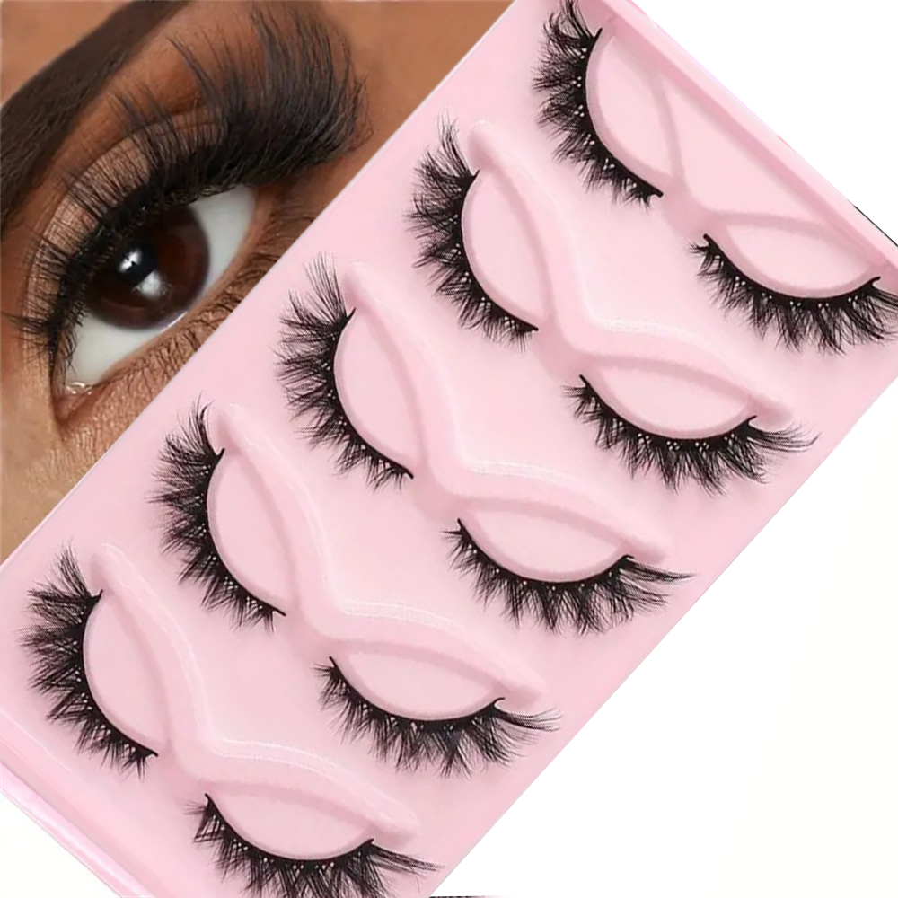 5 คู่ Cat Eye Lashes Wispy ปลอม Lashes Fluffy Cat Eye Lashes Extensions ขนตาปลอม