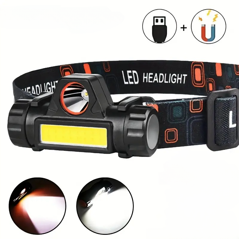 Xpe Spotlight Cob Floodlightไฟฉายคาดหัวแบบชาร์จไฟได้W/ Ipx4 กันน้ำUsbชาร์จเร็ว 90 ° ปรับได้สำหรับตกปลากลางแจ้งCamping