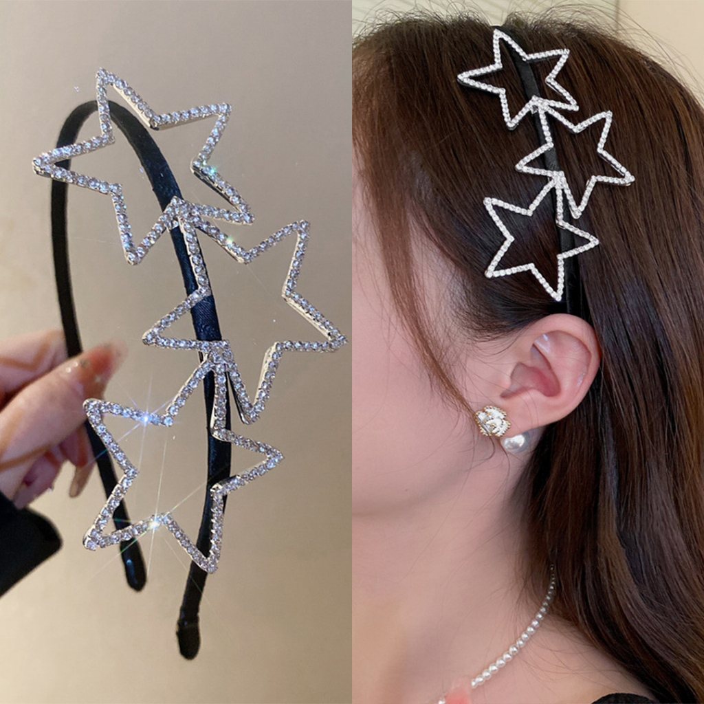 1 แถบคาดศีรษะสุภาพสตรีสไตล์ใหม่ Headwear y2k Star แถบคาดศีรษะ Hollow Rhinestone แถบคาดศีรษะสาว Outing All-Match กด Hairpin ผู้หญิงแถบคาดศีรษะ