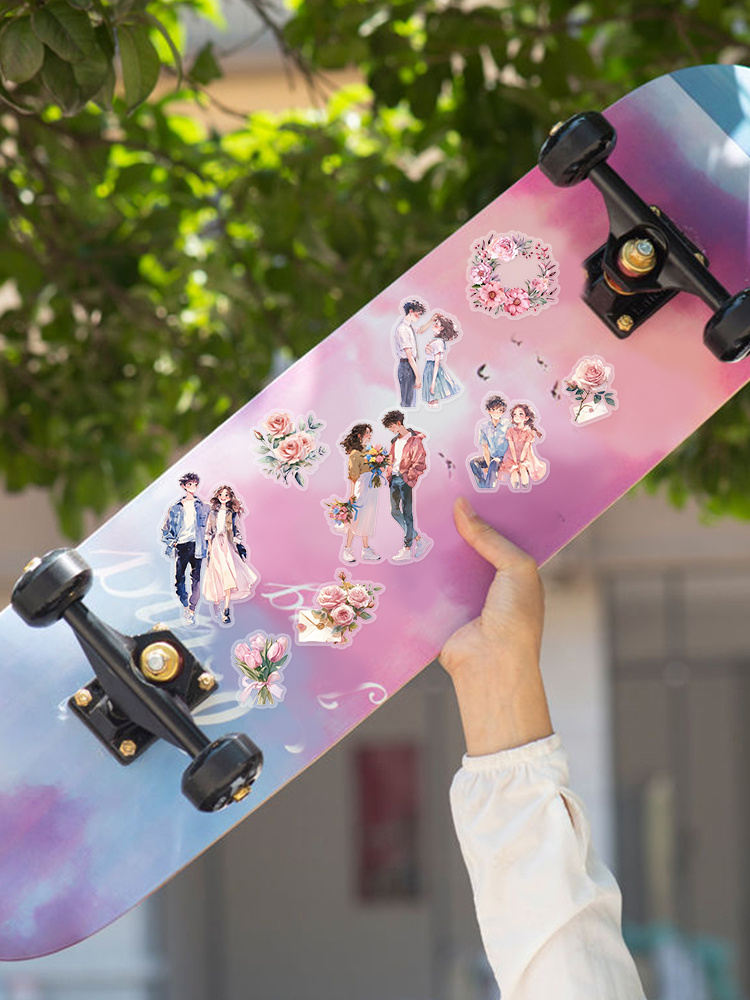 30ชิ้นดอกไม้คู่โรแมนติกที่มีรูปแบบต่างๆสัตว์เลี้ยงกันน้ําภาพตัดปะนักเรียนทําเองเครื่องเขียนสติ๊กเกอร์ตกแต่งเหมาะสําหรับแล็ปท็อป,กระเป๋าเดินทาง,เศษหนังสือ,ของขวัญ,สติกเกอร์ตกแต