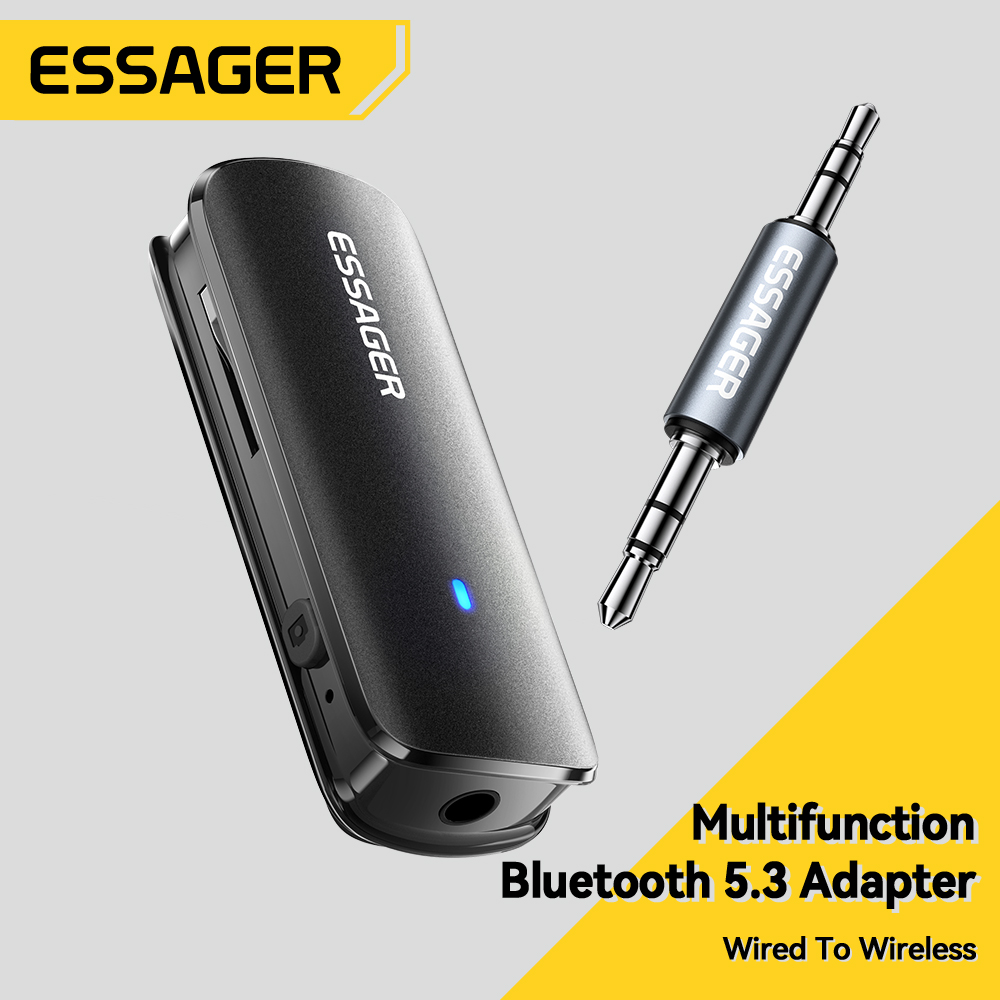 Adaptor Bluetooth 5.3 มัลติฟังก์ชัน Essager แบบ Type-C พร้อมสายเสียง 3.5 มม. ช่องเสียบการ์ด TF รองรับ MP3/WAV พร้อมอะแดปเตอร์ Bluetooth OMTP CTIA สำหรับโทรศัพท์มือถือ Switch PS5