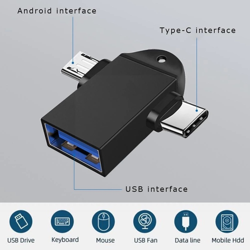 เครื่องอ่านการ์ด อะแดปเตอร์ USB3.0 เป็น Type-C+Android/การส่งข้อมูลOTG และตัวแปลงสองในหนึ่งเดียวชาร์จ