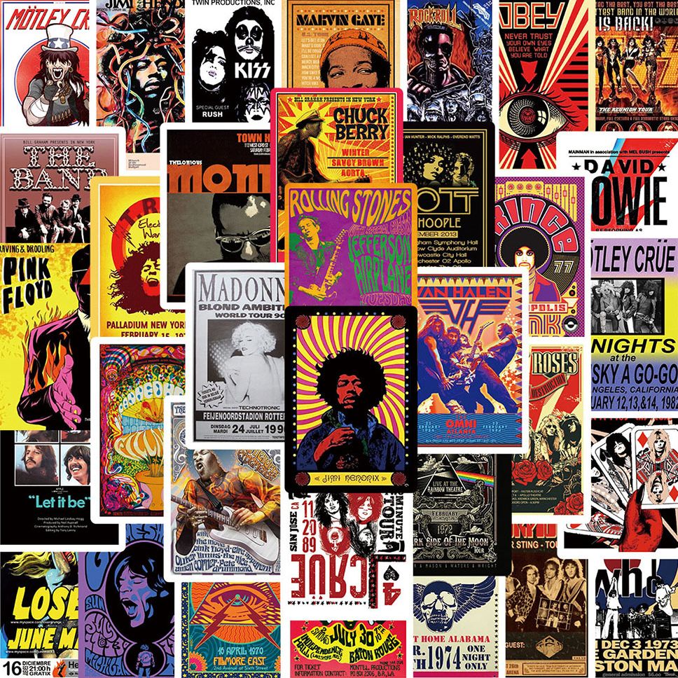 50ชิ้นส่วนบุคคลร็อคเพลงสติ๊กเกอร์สําหรับกระเป๋าเดินทางกรณีโทรศัพท์มือถือแล็ปท็อปหมวกกันน็อคสเก็ตบอร์ดกันน้ําสติกเกอร์ตกแต่ง ทําเอง สร้างสรร