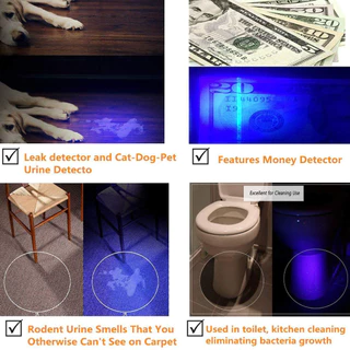 ไฟฉาย UV สีม่วง 365NM/395NM อลูมิเนียมอัลลอย ตรวจสอบเงินสด แสงฟลูออเรสเซนซ์ ไฟฉาย UV ไฟฟ้าสกอร์เปียน ไฟสีม่วง
