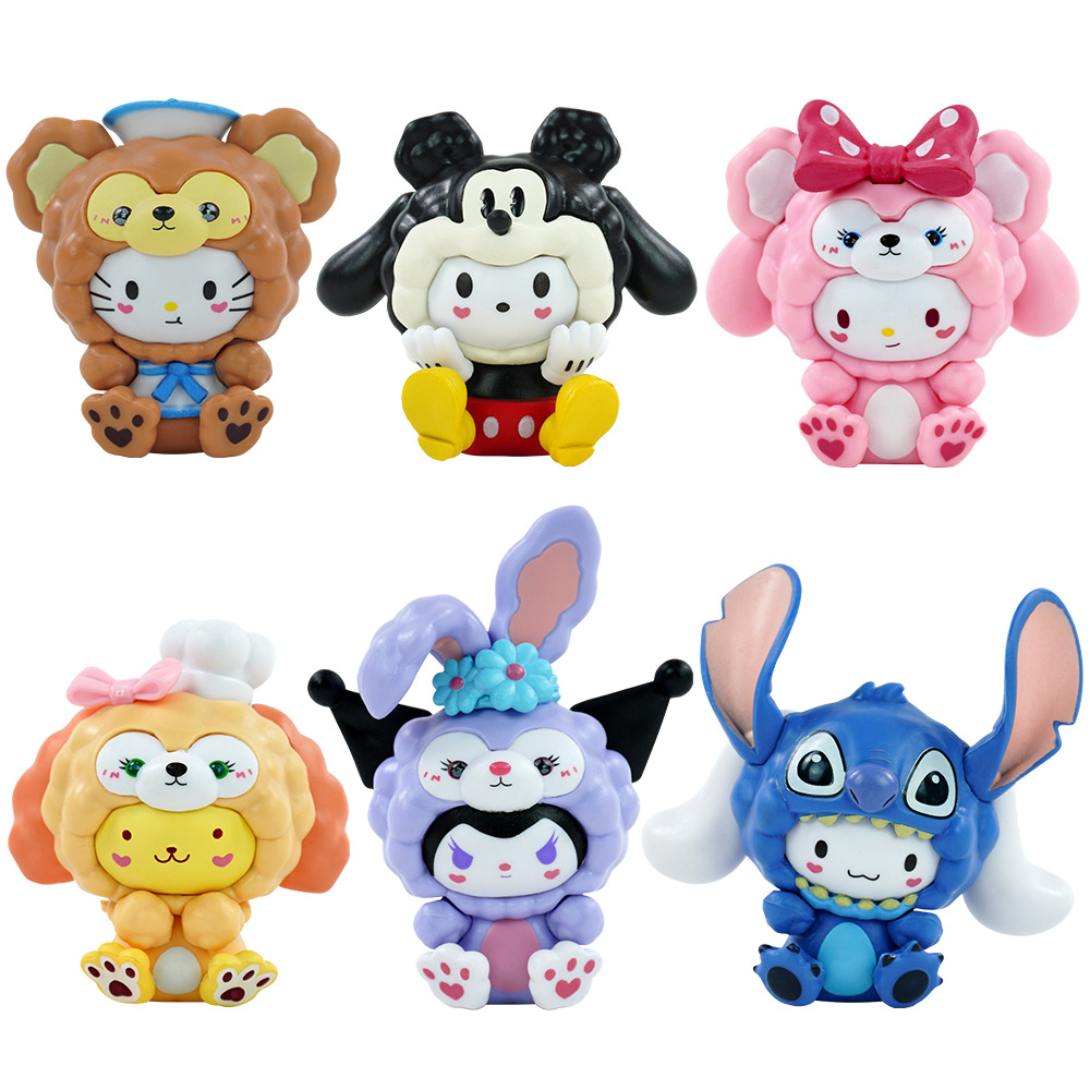 6 ชิ้น Kuromi รูป Claw เครื่อง Gashapon กล่องตาบอดตัวเลข Lamb Stitch ตกแต่ง