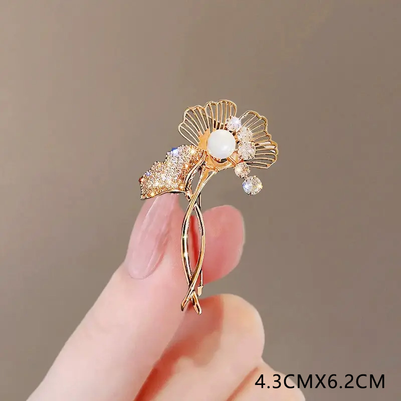 เข็มกลัดทิวลิปดอกไม้ผีเสื้อใบแปะก๊วย-เข็มกลัดมุกหรูหราสําหรับผู้หญิง,อุปกรณ์เสริมสูทอเนกประสงค์ของขวัญคริสต์มาส - รูปที่ 6