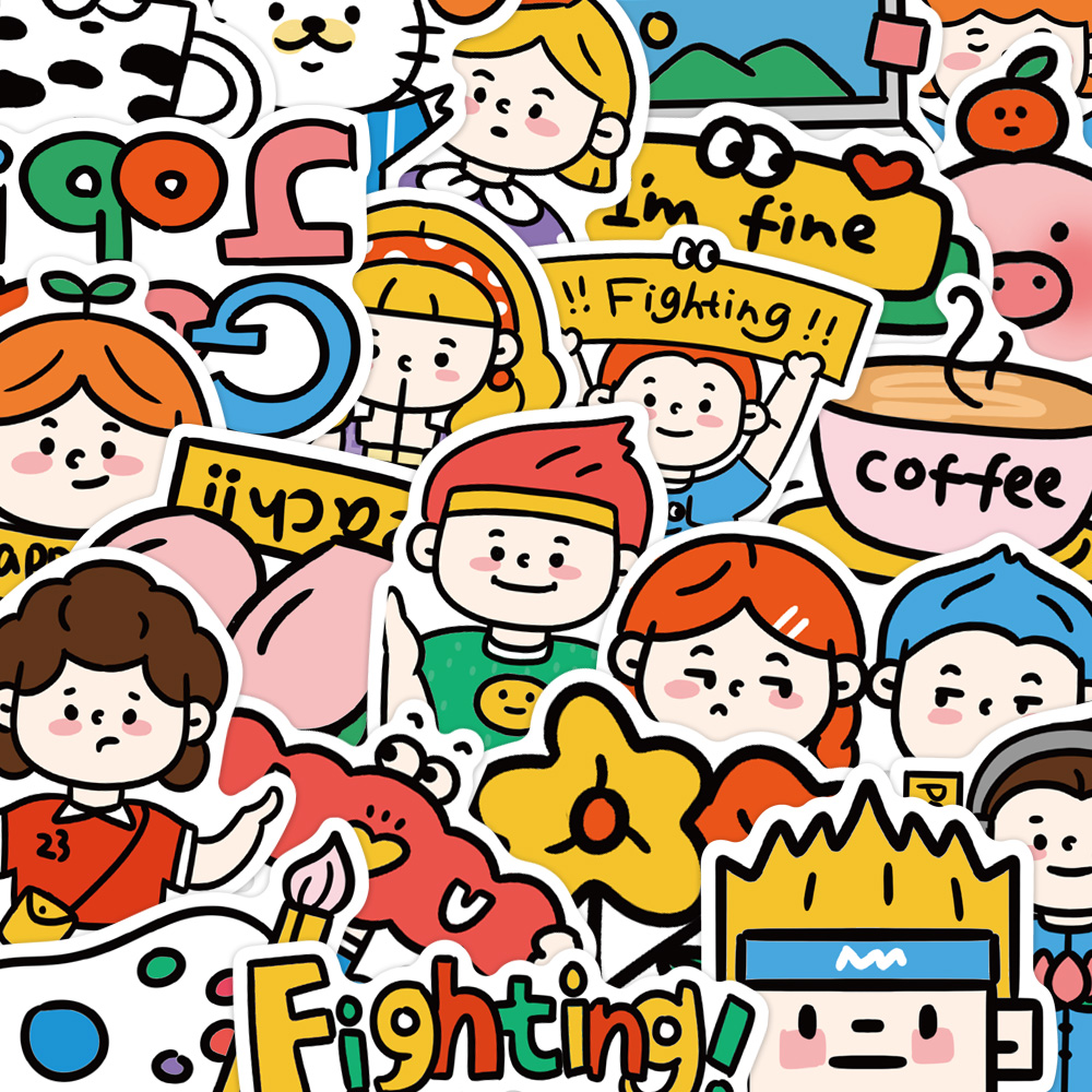 40ชิ้น การ์ตูนน่ารักมือวาดคนงานตีสติกเกอร์ตกแต่งคอมพิวเตอร์สก์ท็อปตู้เย็นเคสโทรศัพท์สติกเกอร์กันน้ํา
