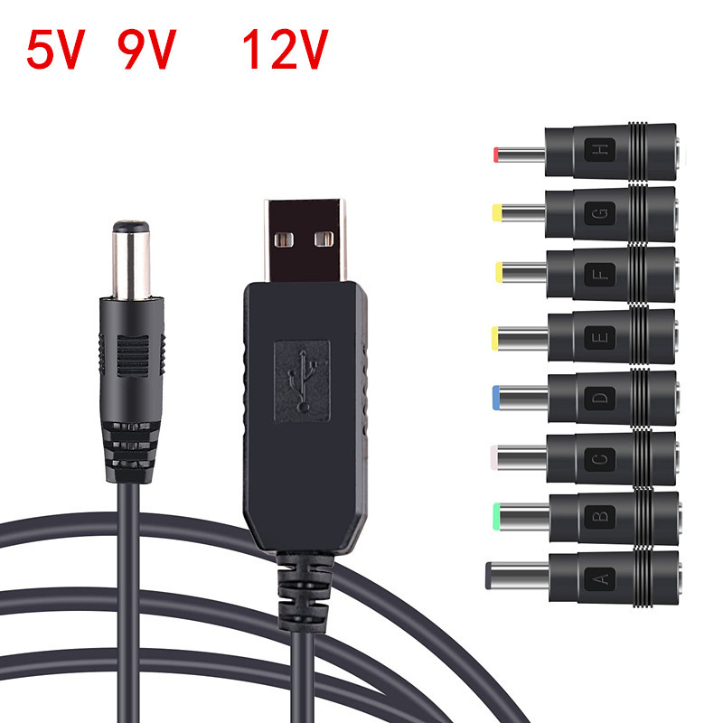 สาย USB Power Booster 5V ถึง DC 9 V/12V Boost Converter สาย 8DC หัวมัลติฟังก์ชั่น Boost Converter สาย
