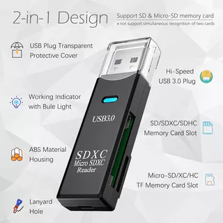 เครื่องอ่านการ์ด SD อะแดปเตอร์อ่านการ์ดหน่วยความจํา Micro USB TF ความเร็วสูง 2 IN 1 สําหรับโทรศัพท์พีซีแล็ปท็อป