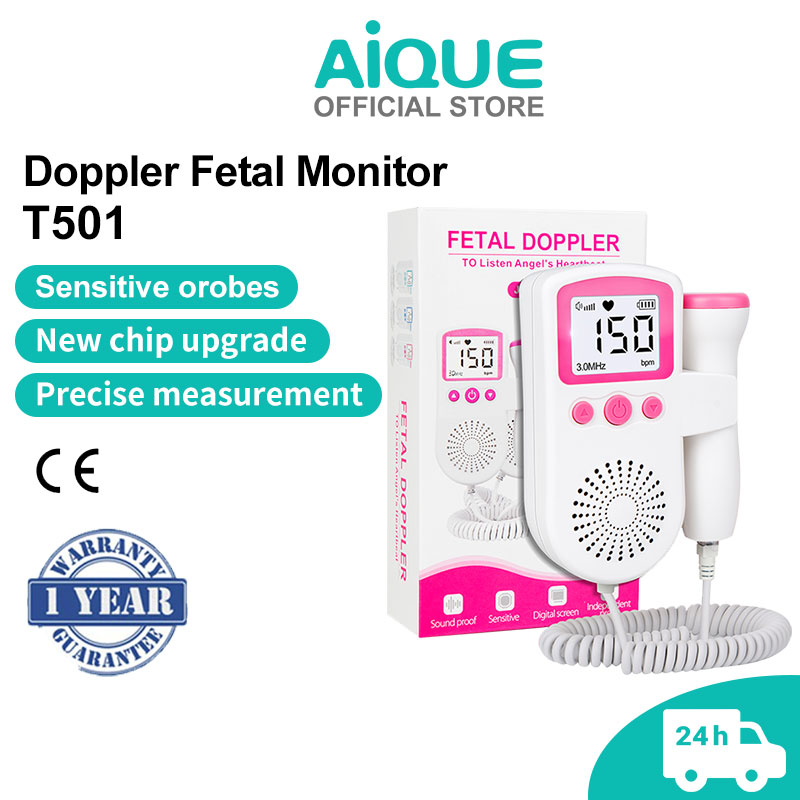 Aique เครื่องวัดอัตราการเต้นของหัวใจทารกในครรภ์ หน้าจอ LCD มีไฟแบ็คไลท์ สําหรับทารกในครรภ์