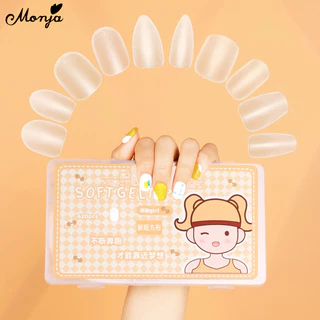 Monja 420 ชิ้น Matte สั้นเล็บปลอมโลงศพคลุมทั้งหมดเคล็ดลับ UV Gel Extension DIY เครื่องมือทําเล็บ