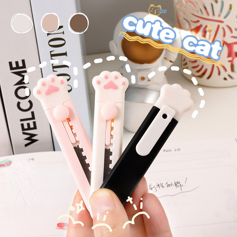 1 PC มีดแมวน่ารักแพคเกจกล่องเปิดแบบพกพาที่เปิดจดหมายสําหรับตัดกระดาษ Express แกะคู่มือมีดยูทิลิตี้ DIY Crafting มีด