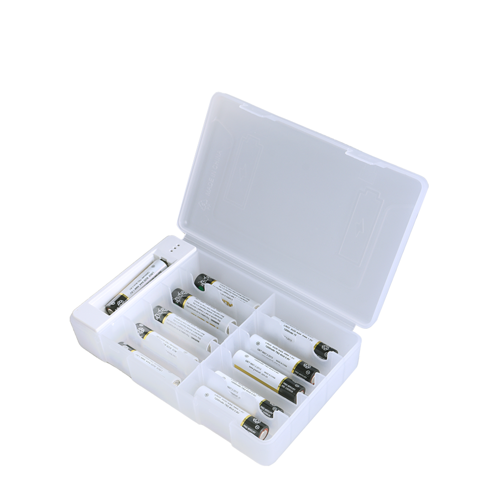 เครื่องทดสอบแบตเตอรี่ POWERKAN AA AAA แสดงผลด้วย LED เครื่องมือวินิจฉัยแรงดันแบตเตอรี่ กล่องเก็บแบตเ
