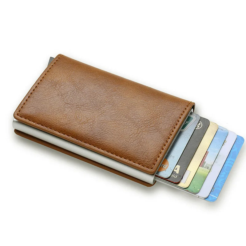 Anti Rfid ผู้ถือบัตรเครดิตกระเป๋าสตางค์ผู้ชาย Bank Cardholder กรณีหนังขนาดเล็ก Slim บาง Magic Mini กระเป๋าสตางค์สมาร์ท Minimalist กระเป๋าสตางค์