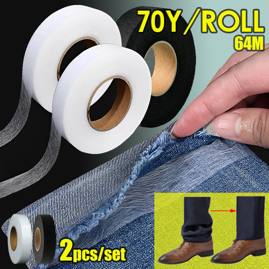 เทปกาวสองหน้า สีขาว ดํา 70Y 64M DIY สําหรับเย็บผ้า 2 ม้วน
