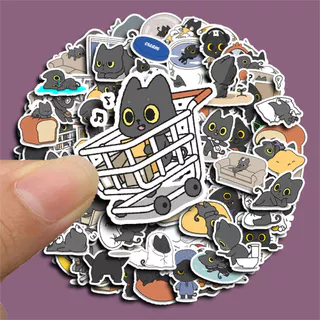น่ารักแมวดําสติ๊กเกอร์สร้างสรรค์100ชิ้น ทําเอง คอมพิวเตอร์ วาชิ สมุดสติกเกอร์แล็ปท็อปเครื่องเขียนศิลปะงานฝีมือ
