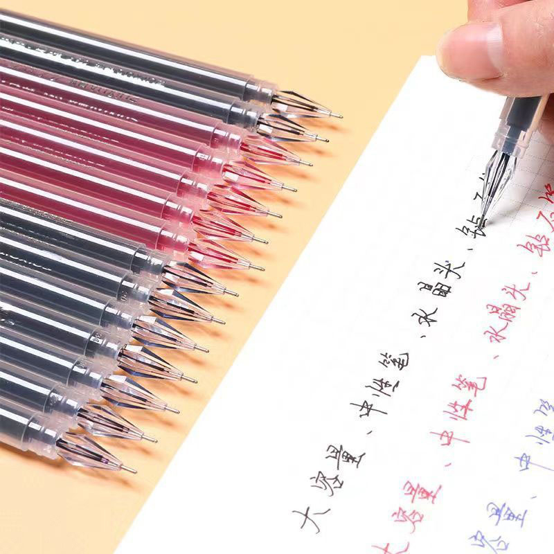 6 ชิ้น/เซ็ต 0.38 มม.ขนาดใหญ่-ความจุหมึกเพชรเคล็ดลับปากกาเจลสีดํา/สีฟ้า/สีแดงเติมสอบลงนามการเขียนโรงเรียนอุปกรณ์สํานักงาน